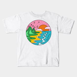 Tropical Island Sunset Kids T-Shirt